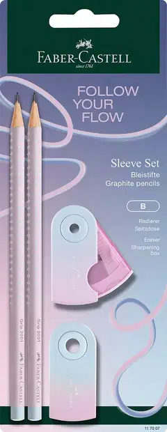 Faber-Castell Flow Blushing Sky setti 2 kynää + teroitin + pyyhekumi - 1