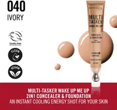 Rimmel Multi-Tasker Wake Me Up Concealer & Foundation 20 ml 025 Rose Ivory peitevoide - Ivory - 2