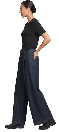 WKLY. naisten leveät farkut, smart casual denim 222W282684 - Denim dk. blue - 3