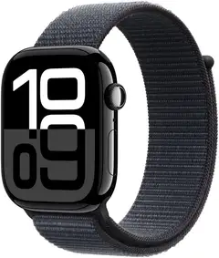 Apple Watch Series 10 GPS + Cellular 46mm Jet Black alumiinikotelo, Ink Sport Loop ranneke - MWY53QN/A - 2