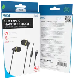 Wave Nappikuulokkeet, USB Type-C, Musta/Kulta - 2