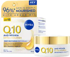 NIVEA 50ml Q10 Anti-Wrinkle Extra Nourish Deep Restoring Day Cream SK 15 -päivävoide - 3
