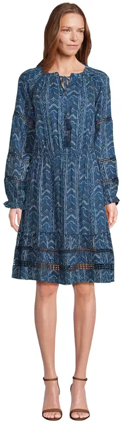Margaux Riviera naisten lyhyt kuviollinen frillahelmainen mekko SOK-001A - BLUE - 1