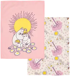Moomin Arabia Muumi keittiöpyyhesetti 50x70 Sydänkäpyset GOTS - 1
