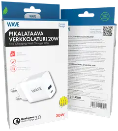 Wave 20 W pikalataava verkkolaturi 1 x USB Type-C + 1 x USB-A valkoinen - 3