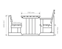 Jämäkkä kalusteryhmä pöydällä, penkillä ja kahdella tuolilla, ruskea 170x170x74cm - 2