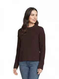 House naisten neulepusero kilppari soft 213H264013 - brown as cutting - 1