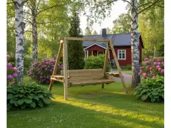 Tammiston Puu Terassi keinu 3-istuttava kestopuu vihreä - 3