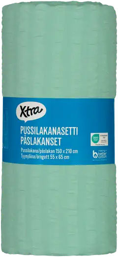 Xtra pussilakanasetti Seersucker 150x210 cm, vihreä - 2