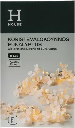 House koristevaloköynnös Eukalyptus 15 LED vaaleanpunainen - 1