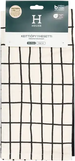 House keittiöpyyhe Elonkorjuu 50x70 cm 2 kpl luonnonvalkoinen/musta PatternLab - 2