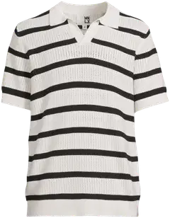 WKLY. miesten lyhythihainen neulepaita 195W152609 - Off white-black stripe - 2