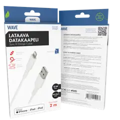 Wave Datakaapeli, Apple Lightning (MFI), 2m, Valkoinen - 1