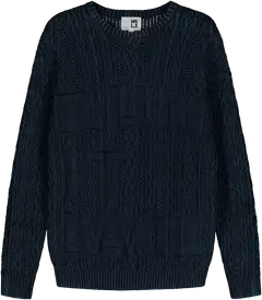 WKLY. miesten neulepusero Run it Back - Indigo blue acid wash - 1