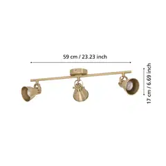 EGLO Spottivalaisin 3-os  Seras 3x3W 59,5x6,5cm harjattu messinki/kulta - 2