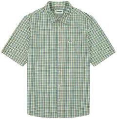 Wrangler miesten lyhythihainen kauluspaita - GREEN MULTI - 1