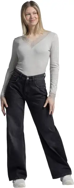 WKLY. naisten farkut wide leg 222W280352 - black denim - 8