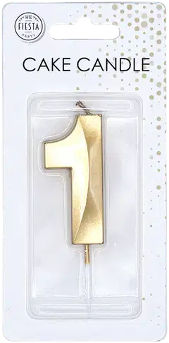 Kakkukynttilä 1 kultainen 6 cm - 3