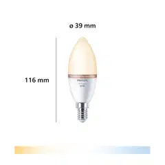 Philips Smart Lighting LED-filamenttilamppu 5W C37 E14 2700-6500K 470lm tunable white - 2