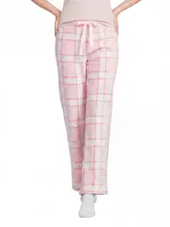 Actuelle naisten fleecehousut 212A382635 - Pink check - 1