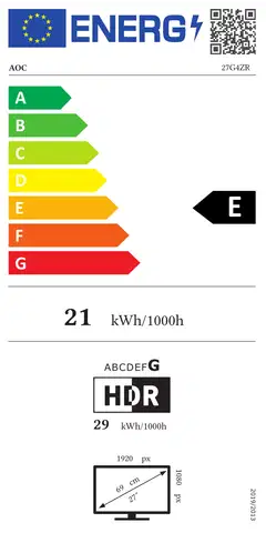 AOC pelinäyttö 27G4ZR AOC 27" FHD 240Hz HDMI - 2