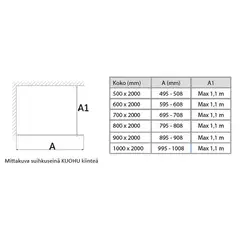Indoor suihkuseinä Kuohu kiinteä 70 cm - 3