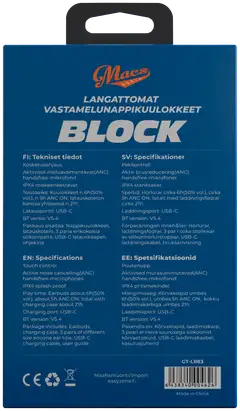 Macs langatomat vastamelunappikuukokkeet Block musta - 4