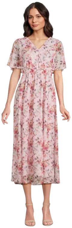 House naisten juhlamekko mesh 218H261743 - Pink AOP - 1