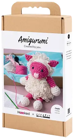 Amigurumi Askartelusetti, Lammas, pinkki, luonnonvalkoinen, 1pkk/ 1 pkt - 3