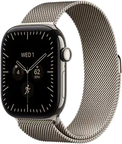 Apple Watch Series 12 GPS + Cellular 42 mm:n luonnontitaanikuori ja luonnonvärinen milanolaisranneke - MJGH4QN/A - 2