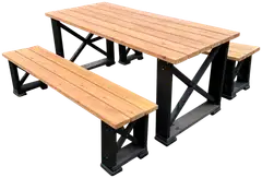 Tammiston Puu Ruska-ryhmä 170cm pöytä + 2-penkkiä, kuulto musta / tatti - 1