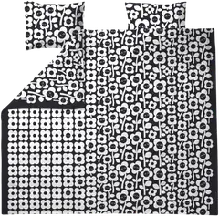 Finlayson pussilakanasetti tupla Kukkariemu 240X210+2x50X60 musta-valkoinen - 1
