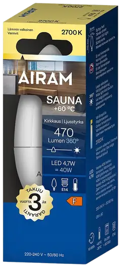 Airam Sauna Led kynttilä opaali 4,7W E14 470lm 2800K - 2