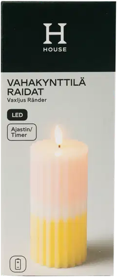 House LED-vahakynttilä Raidat 15 cm vaaleanpunainen - 1