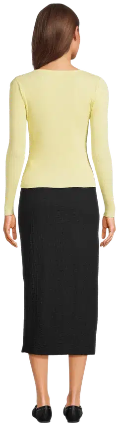 WKLY. naisten ribbineuletakki 213W000152 - Yellow - 3