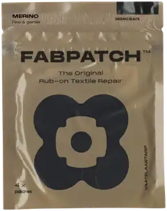 FabPatch vaatelaastari Merino black 4 kpl, hankaamalla kiinnittyvä tekstiilipaikka - 1