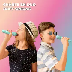 MOB karaokekaiutin ja kaksi langatonta mikrofonia Sing Party sinivihreä - 5