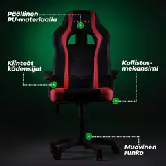 Kuura Gaming pelituoli Gamer musta-punainen - 2