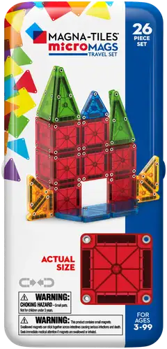 MAGNA-TILES® microMAGS Travel Tin magn.rak.sarja, 26 osaa - 1