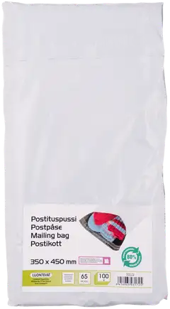 Luontevat postituspussi 350x450 mm valkoinen tarrasuljenta 100 kpl - 1