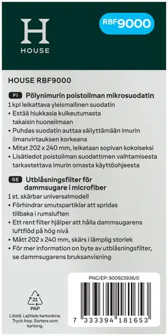 House RBF9000 mikrosuodatin - 2