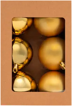 Joulupallo 6 cm 6 kpl kulta - 1