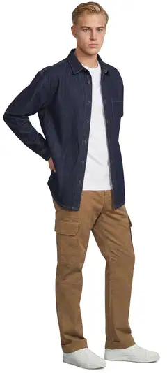 WKLY. miesten denim-paita, loose fit, painonappikiinnitys 194W312670 - Dk. blue denim - 4