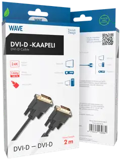 Wave tuplasuojattu Digitaalinen Dual link -näyttökaapeli kullatuilla liittimillä, 2m, Musta - 2