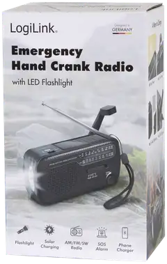 Logilink matkaradio dynamolla, aurinkopaneelilla ja led-valolla - 8