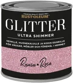 Rust-Oleum 250ml glitter-seinämaali runsaspigmenttinen vesiohenteinen ruusukulta - 1