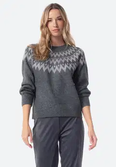 TEX naisten neulepusero jacquard I291428 - GREY - 2