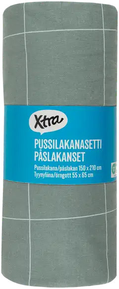 Xtra pussilakanasetti Check 150x210 cm vihreä - 3