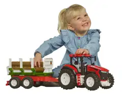 Bruder lelu ROADMAX traktori metsäperävaunulla ja kolmella tukilla - 3