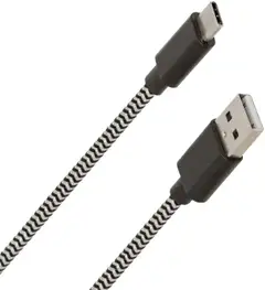 Wave Punottu Datakaapeli, USB Type-C, 1,5m, Mustavalkoinen - 2